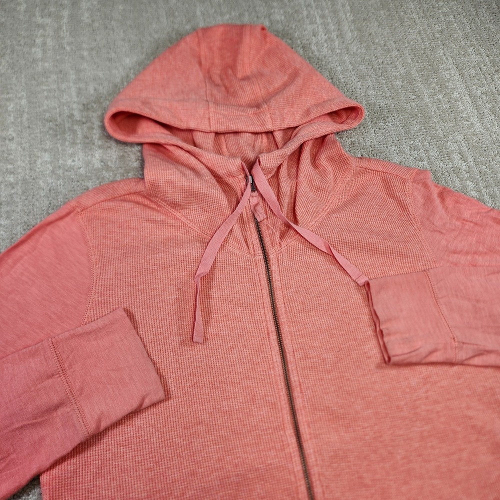 Carhartt Hoodie Women Small Hayward Full Zip Waffle Knit Thermal Stretch Peach